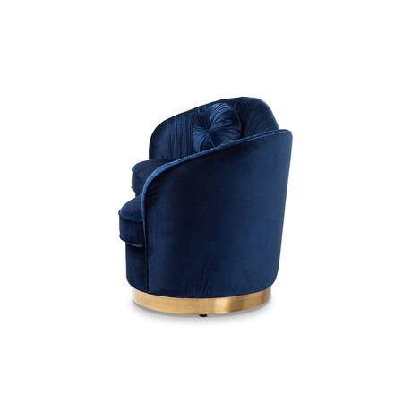 Baxton Studio Nevena Glam Royal Blue Velvet Upholstered Gold-Finished Sofa 152-9265